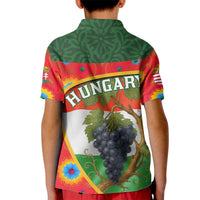 Hungary Kid Polo Shirt with Tokaj Vineyard Illustration Design and Grape Wine - Wonder Print Shop