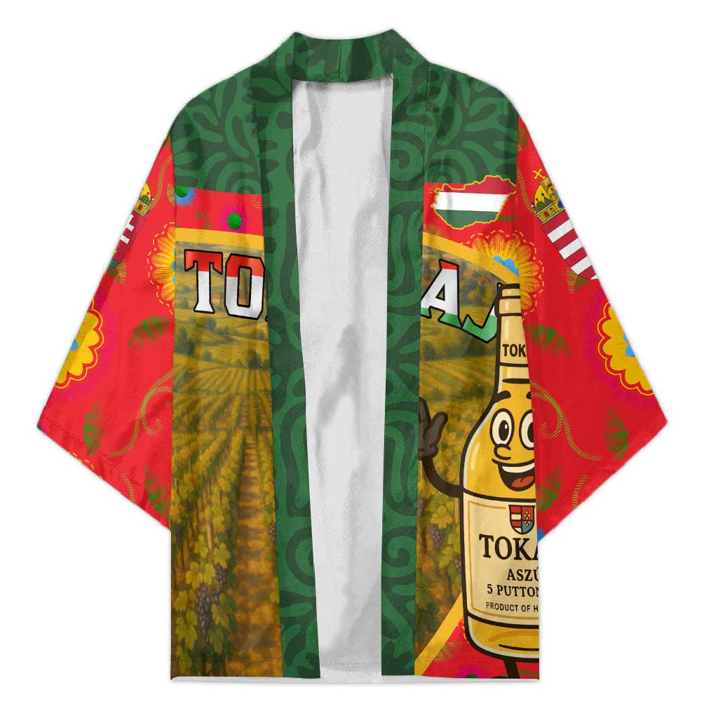 Hungary Kimono with Tokaj Vineyard Illustration Design and Grape Wine - Wonder Print Shop