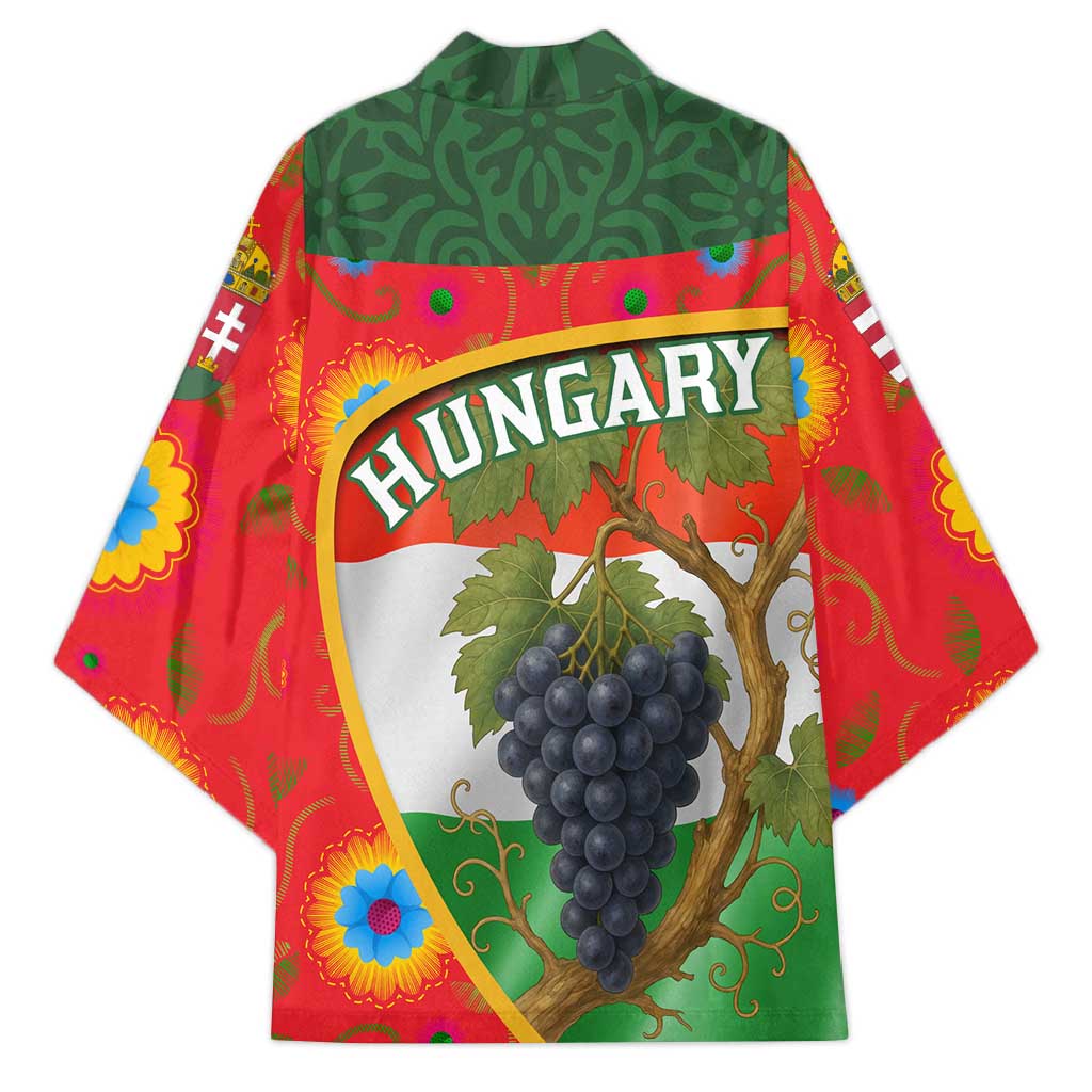 Hungary Kimono with Tokaj Vineyard Illustration Design and Grape Wine - Wonder Print Shop