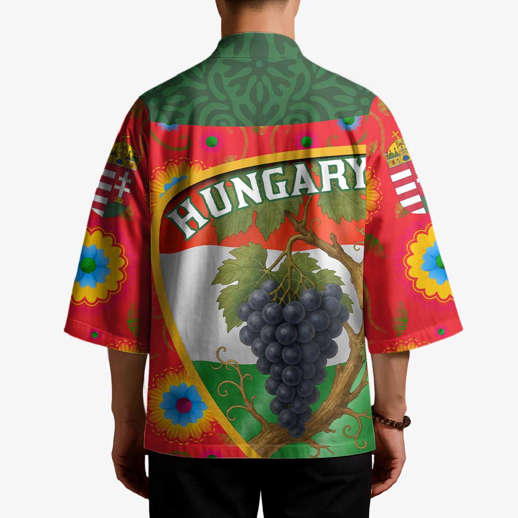 Hungary Kimono with Tokaj Vineyard Illustration Design and Grape Wine - Wonder Print Shop
