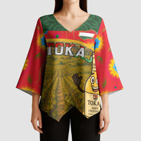 Hungary Kimono Sleeve Blouse with Tokaj Vineyard Illustration Design and Grape Wine - Wonder Print Shop