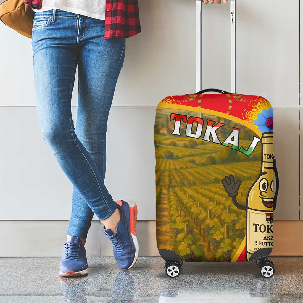 Hungary Luggage Cover with Tokaj Vineyard Illustration Design and Grape Wine - Wonder Print Shop