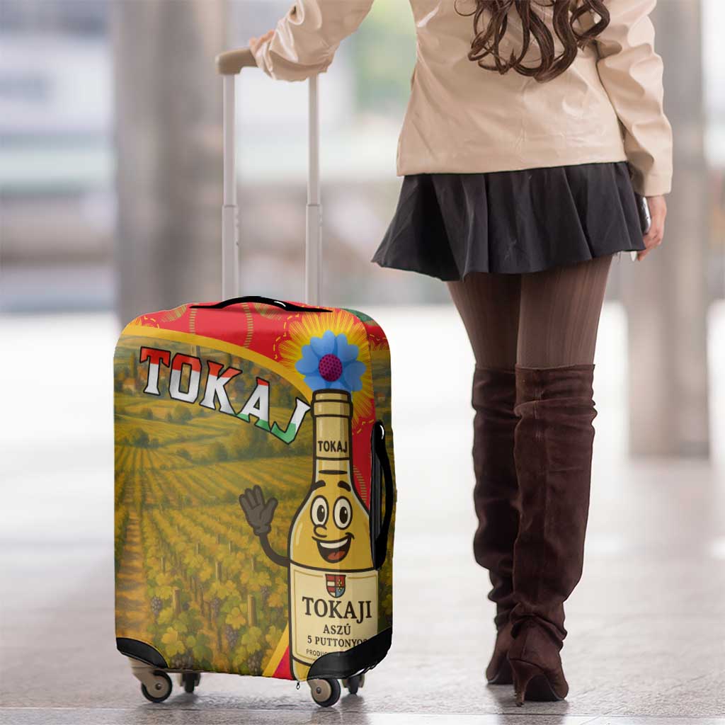 Hungary Luggage Cover with Tokaj Vineyard Illustration Design and Grape Wine - Wonder Print Shop
