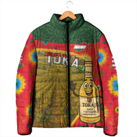 Hungary Padded Jacket with Tokaj Vineyard Illustration Design and Grape Wine - Wonder Print Shop