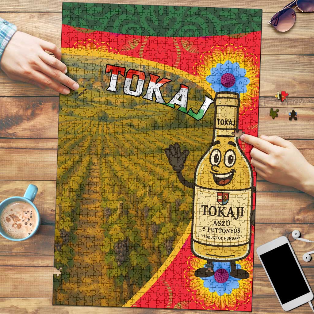 Hungary Puzzle with Tokaj Vineyard Illustration Design and Grape Wine - Wonder Print Shop