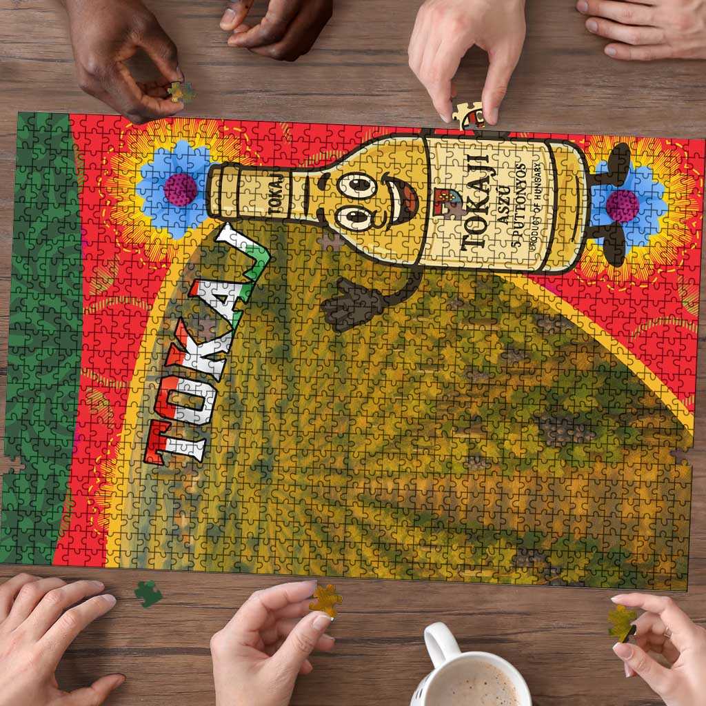 Hungary Puzzle with Tokaj Vineyard Illustration Design and Grape Wine - Wonder Print Shop
