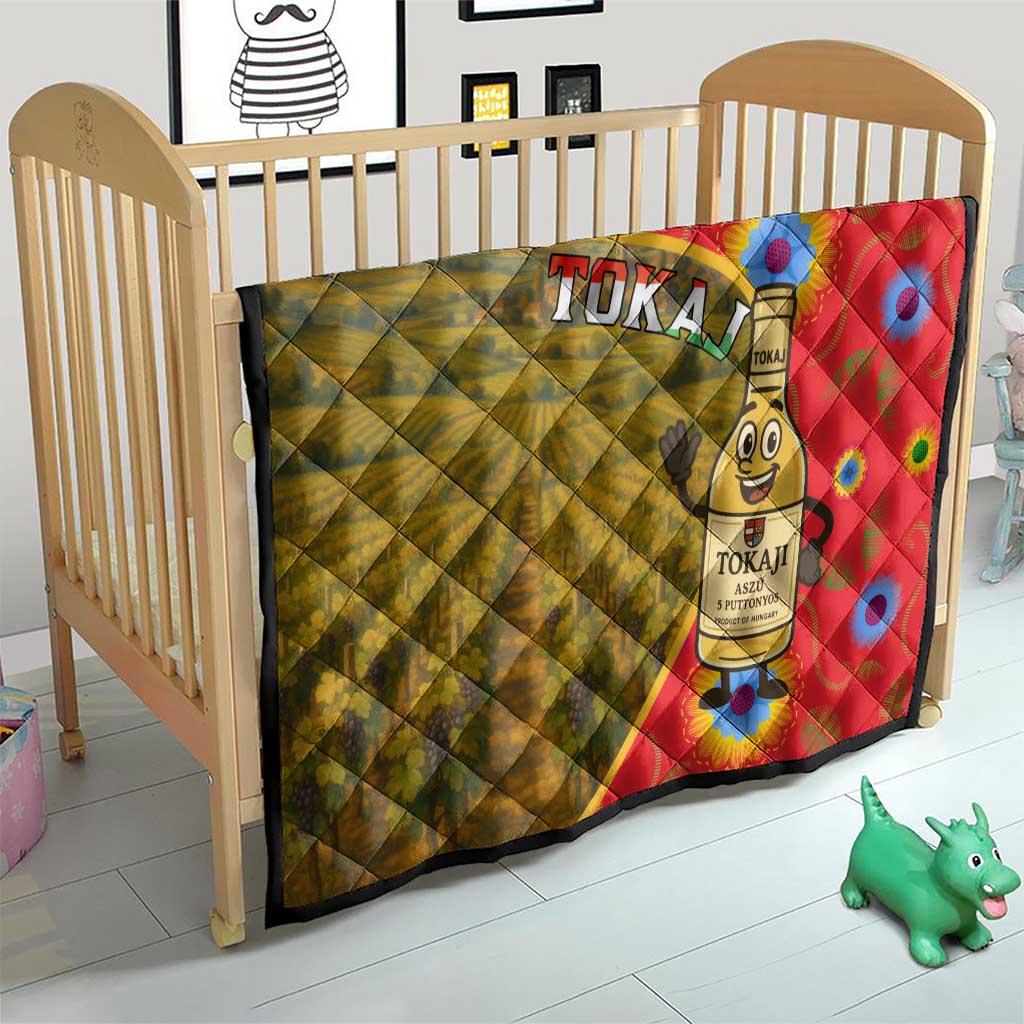 Hungary Quilt with Tokaj Vineyard Illustration Design and Grape Wine - Wonder Print Shop
