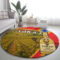 Hungary Round Carpet with Tokaj Vineyard Illustration Design and Grape Wine - Wonder Print Shop