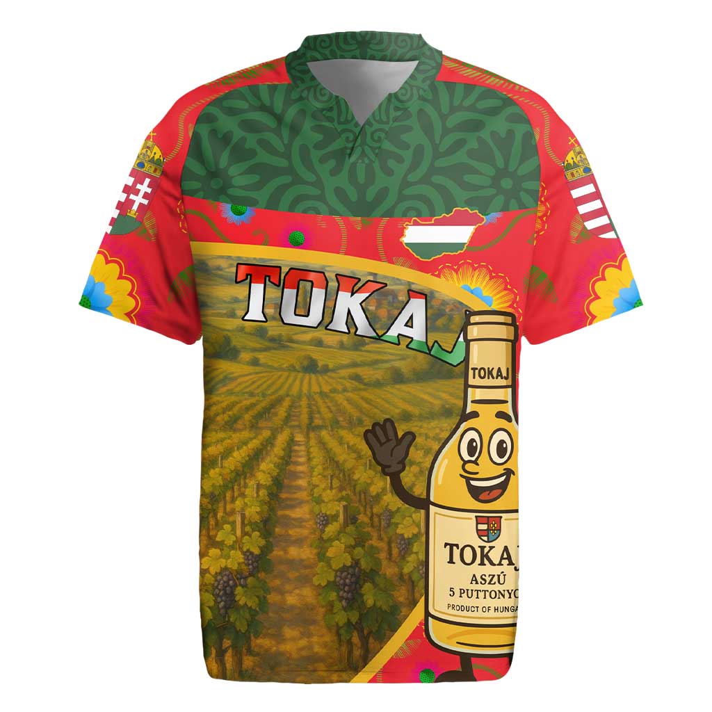 Hungary Rugby Jersey with Tokaj Vineyard Illustration Design and Grape Wine - Wonder Print Shop