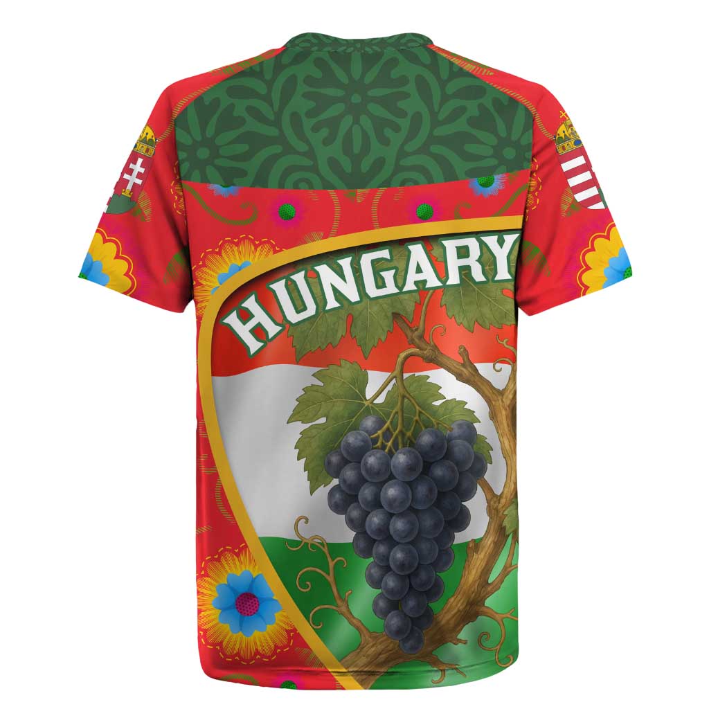 Hungary Rugby Jersey with Tokaj Vineyard Illustration Design and Grape Wine - Wonder Print Shop