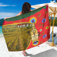 Hungary Sarong with Tokaj Vineyard Illustration Design and Grape Wine - Wonder Print Shop