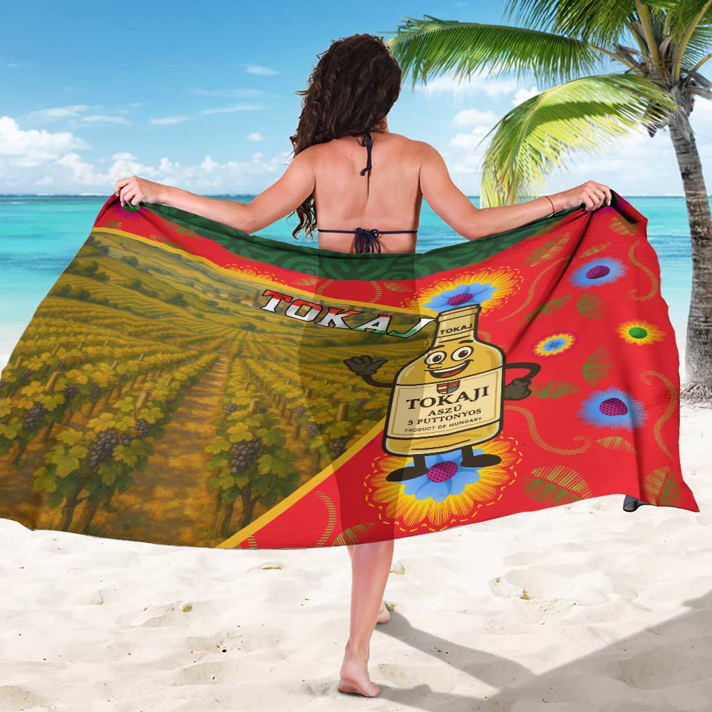 Hungary Sarong with Tokaj Vineyard Illustration Design and Grape Wine - Wonder Print Shop
