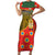 Hungary Short Sleeve Bodycon Dress with Tokaj Vineyard Illustration Design and Grape Wine - Wonder Print Shop