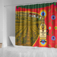 Hungary Shower Curtain with Tokaj Vineyard Illustration Design and Grape Wine - Wonder Print Shop
