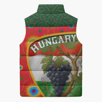 Hungary Sleeveless Puffer Jacket with Tokaj Vineyard Illustration Design and Grape Wine - Wonder Print Shop
