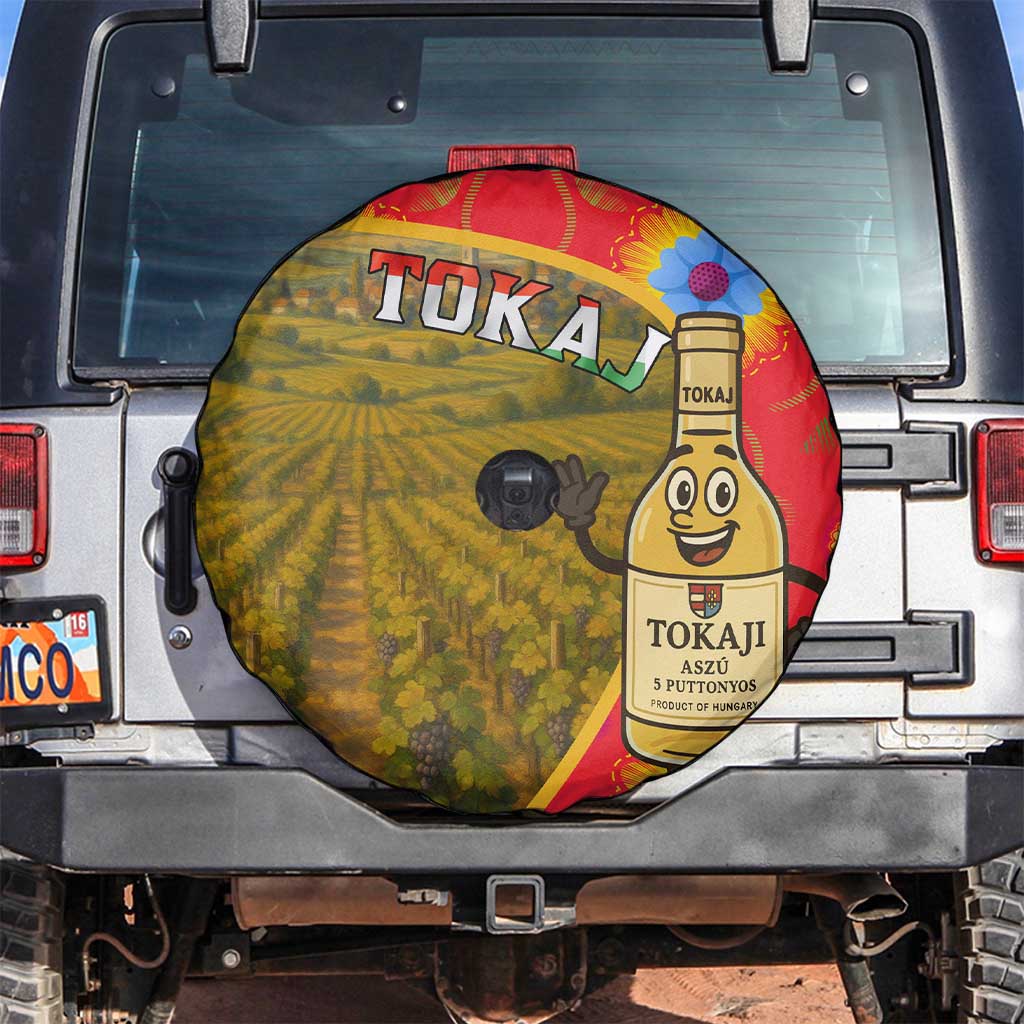 Hungary Spare Tire Cover with Tokaj Vineyard Illustration Design and Grape Wine - Wonder Print Shop