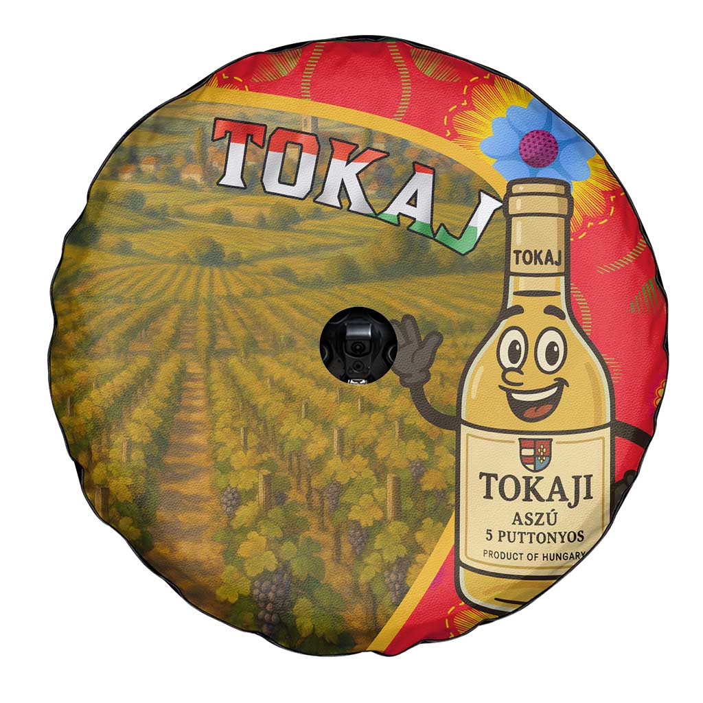 Hungary Spare Tire Cover with Tokaj Vineyard Illustration Design and Grape Wine - Wonder Print Shop