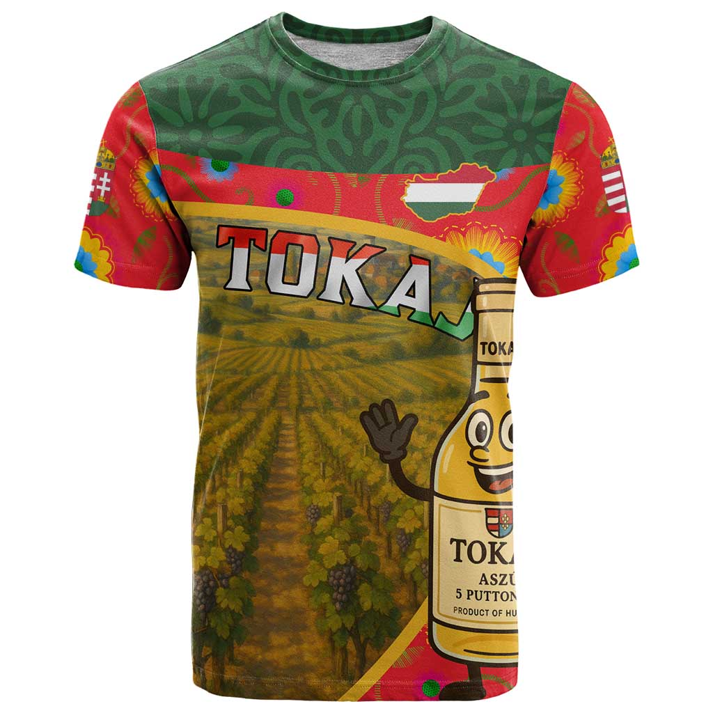 Hungary T Shirt with Tokaj Vineyard Illustration Design and Grape Wine - Wonder Print Shop