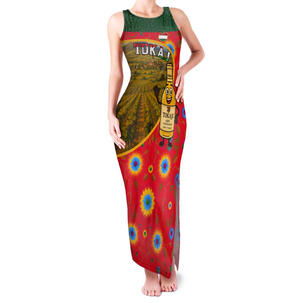Hungary Tank Maxi Dress with Tokaj Vineyard Illustration Design and Grape Wine - Wonder Print Shop