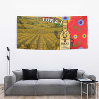 Hungary Tapestry with Tokaj Vineyard Illustration Design and Grape Wine - Wonder Print Shop