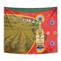 Hungary Tapestry with Tokaj Vineyard Illustration Design and Grape Wine - Wonder Print Shop