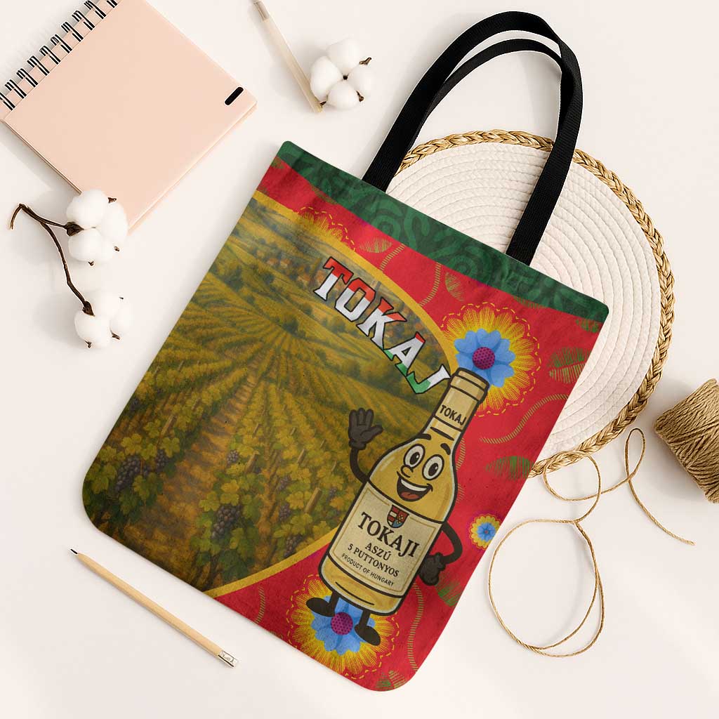 Hungary Tote Bag with Tokaj Vineyard Illustration Design and Grape Wine - Wonder Print Shop
