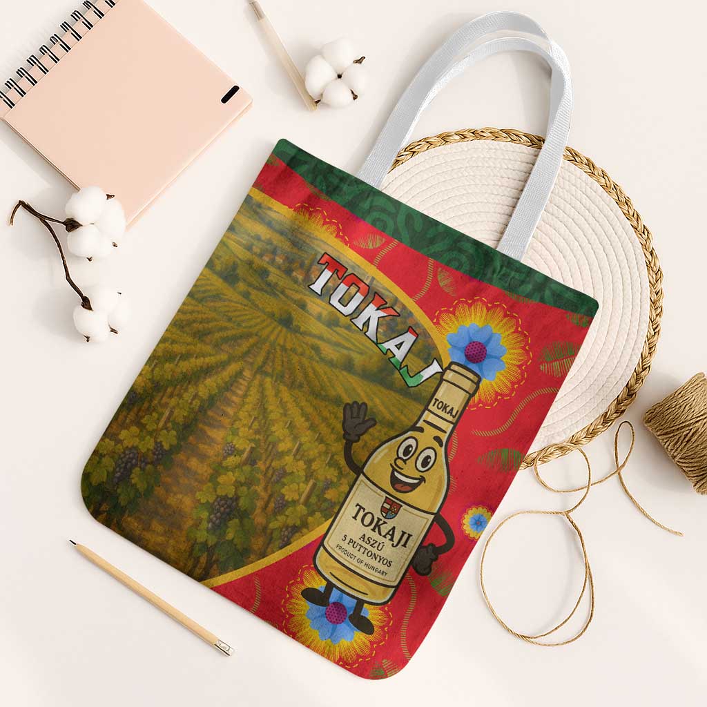 Hungary Tote Bag with Tokaj Vineyard Illustration Design and Grape Wine - Wonder Print Shop