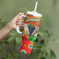 Hungary Tumbler With Handle with Tokaj Vineyard Illustration Design and Grape Wine - Wonder Print Shop