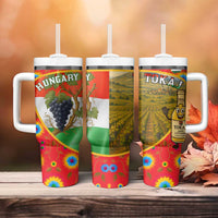 Hungary Tumbler With Handle with Tokaj Vineyard Illustration Design and Grape Wine - Wonder Print Shop