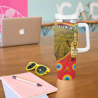 Hungary Tumbler With Handle with Tokaj Vineyard Illustration Design and Grape Wine - Wonder Print Shop