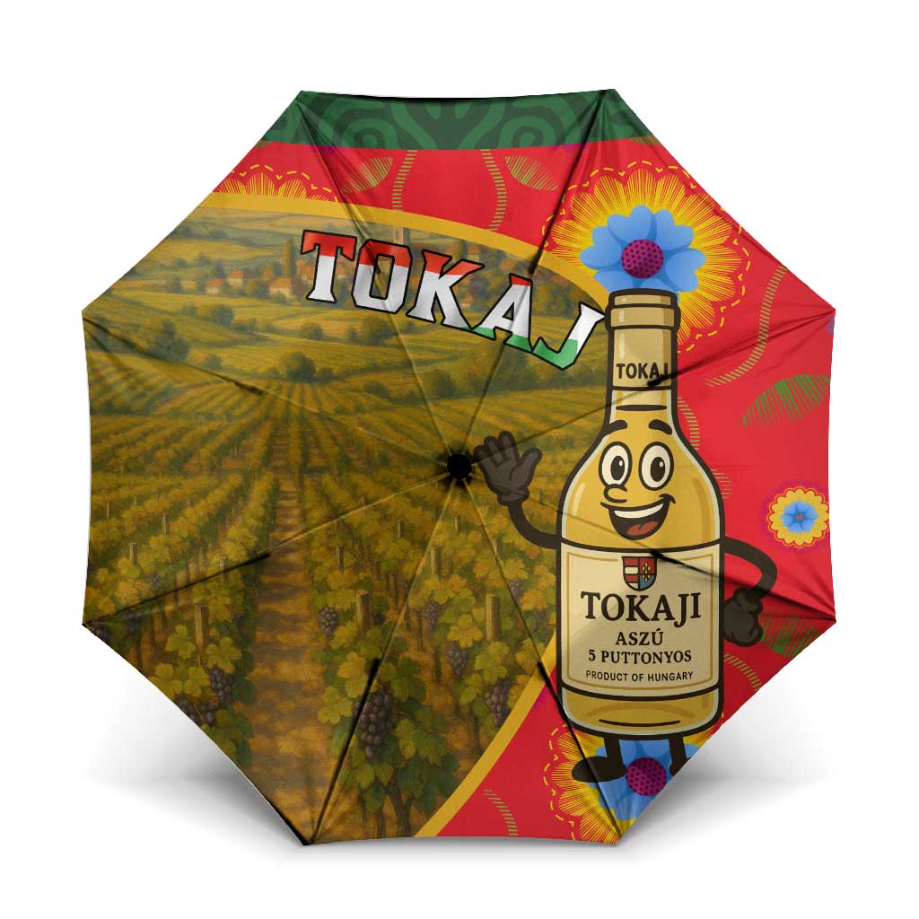Hungary Umbrella with Tokaj Vineyard Illustration Design and Grape Wine - Wonder Print Shop
