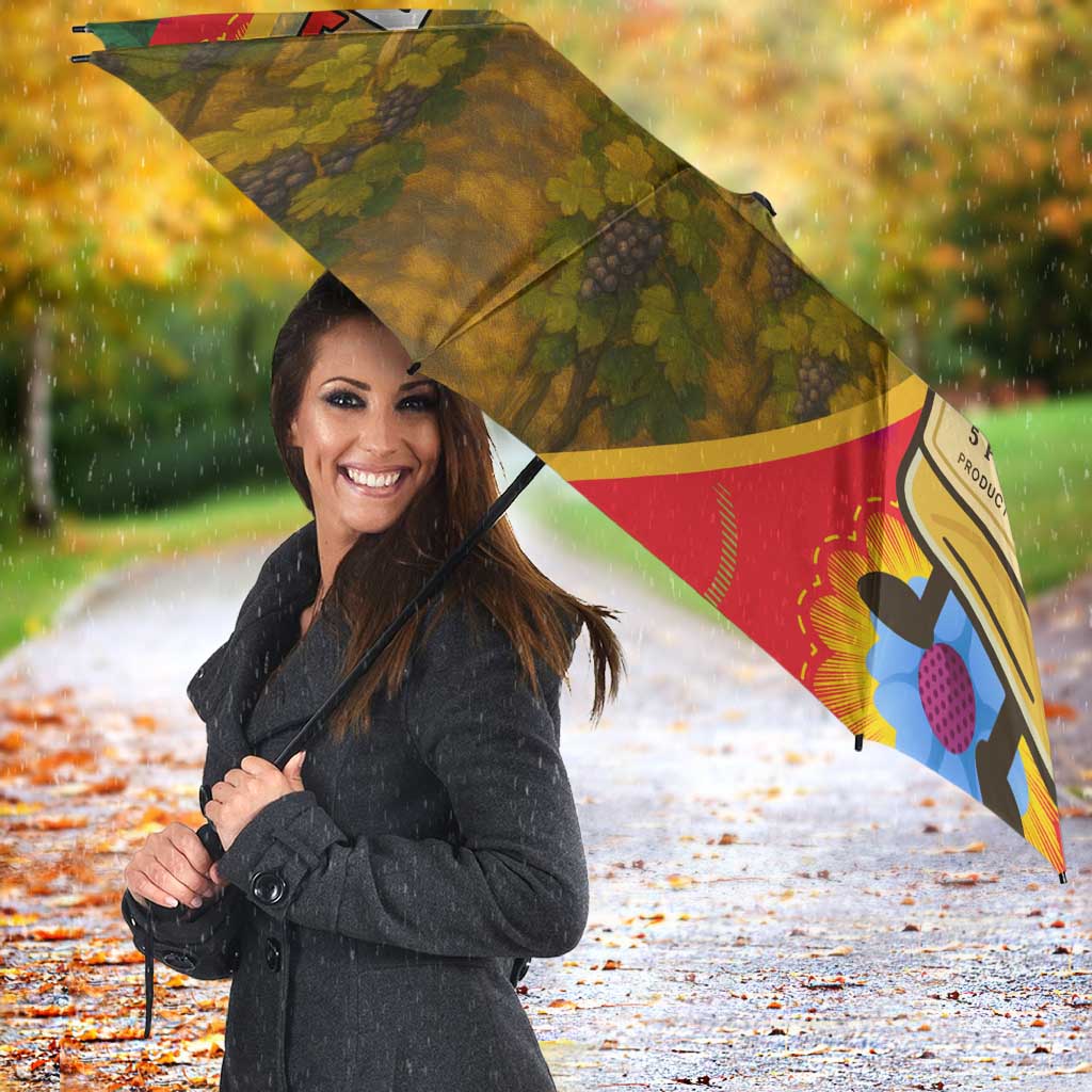 Hungary Umbrella with Tokaj Vineyard Illustration Design and Grape Wine - Wonder Print Shop
