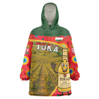 Hungary Wearable Blanket Hoodie with Tokaj Vineyard Illustration Design and Grape Wine - Wonder Print Shop