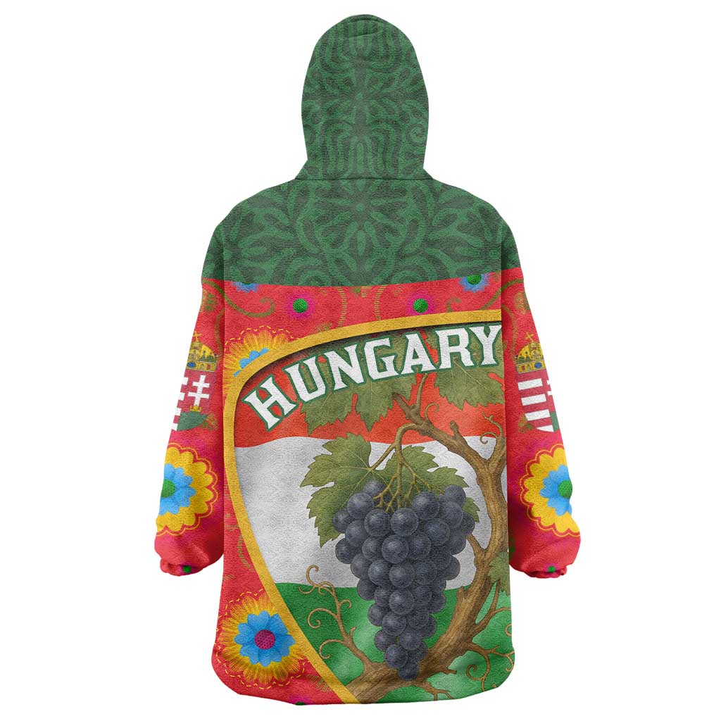 Hungary Wearable Blanket Hoodie with Tokaj Vineyard Illustration Design and Grape Wine - Wonder Print Shop