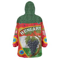 Hungary Wearable Blanket Hoodie with Tokaj Vineyard Illustration Design and Grape Wine - Wonder Print Shop