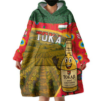 Hungary Wearable Blanket Hoodie with Tokaj Vineyard Illustration Design and Grape Wine - Wonder Print Shop