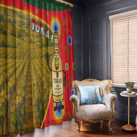 Hungary Window Curtain with Tokaj Vineyard Illustration Design and Grape Wine - Wonder Print Shop