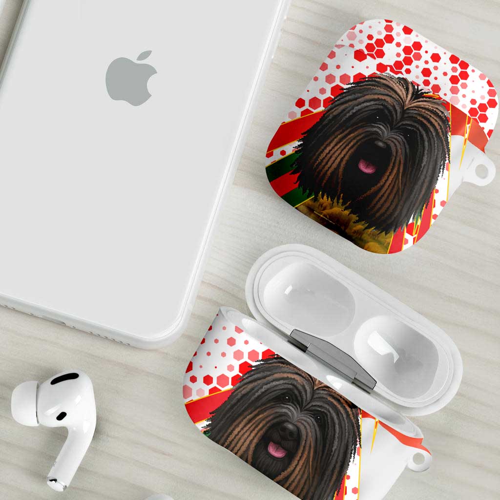 Hungary AirPods Case with Puli Dog Illustration Design and Red Green Hexagon - Wonder Print Shop
