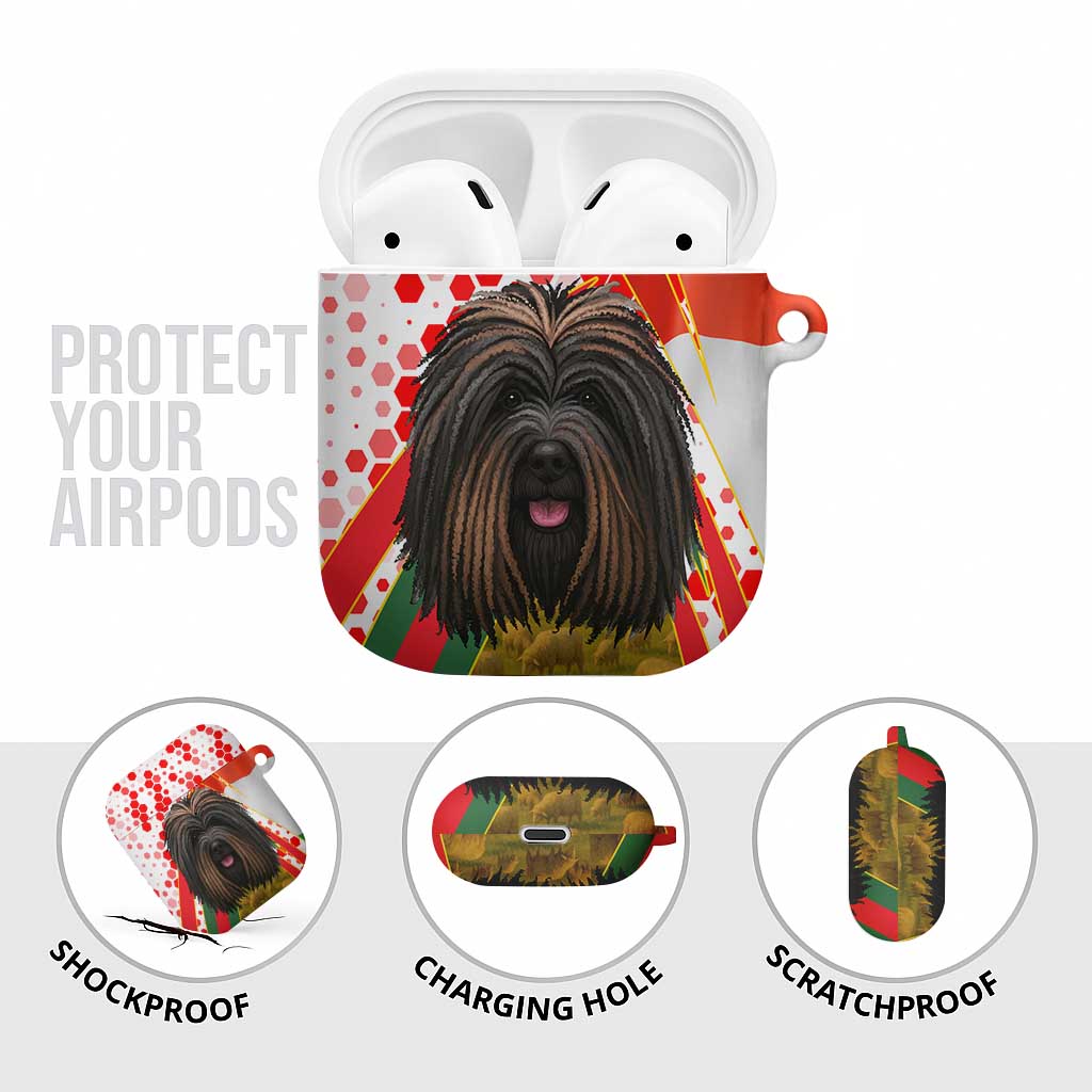Hungary AirPods Case with Puli Dog Illustration Design and Red Green Hexagon - Wonder Print Shop
