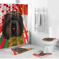 Hungary Bathroom Set with Puli Dog Illustration Design and Red Green Hexagon - Wonder Print Shop
