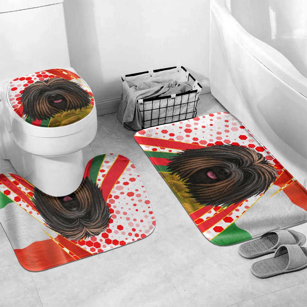 Hungary Bathroom Set with Puli Dog Illustration Design and Red Green Hexagon - Wonder Print Shop