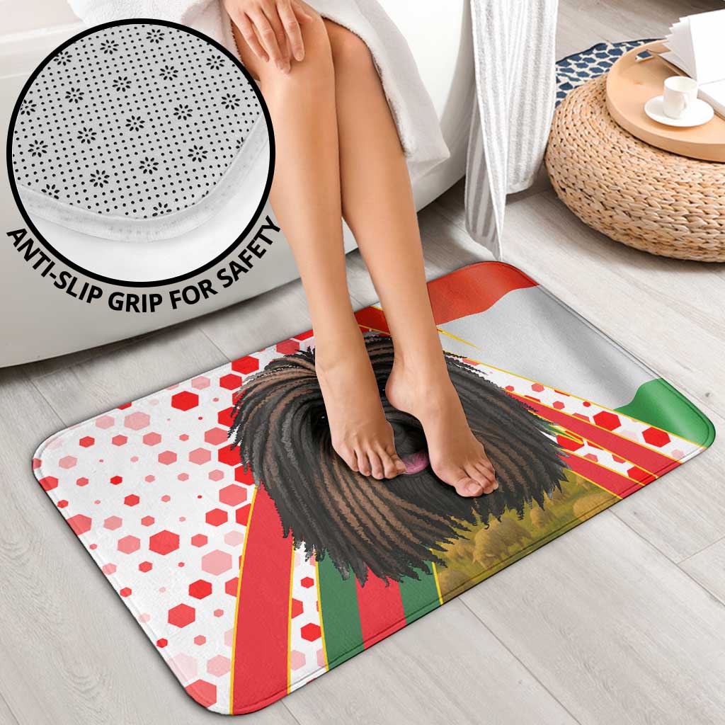 Hungary Bathroom Set with Puli Dog Illustration Design and Red Green Hexagon - Wonder Print Shop