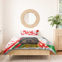 Hungary Bedding Set with Puli Dog Illustration Design and Red Green Hexagon - Wonder Print Shop