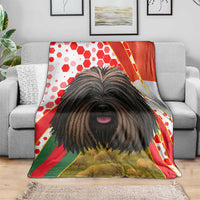 Hungary Blanket with Puli Dog Illustration Design and Red Green Hexagon - Wonder Print Shop