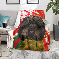 Hungary Blanket with Puli Dog Illustration Design and Red Green Hexagon - Wonder Print Shop