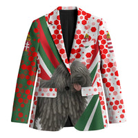 Hungary Blazer with Puli Dog Illustration Design and Red Green Hexagon - Wonder Print Shop