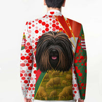 Hungary Blazer with Puli Dog Illustration Design and Red Green Hexagon - Wonder Print Shop