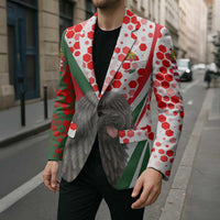 Hungary Blazer with Puli Dog Illustration Design and Red Green Hexagon - Wonder Print Shop