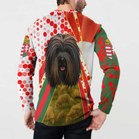 Hungary Button Sweatshirt with Puli Dog Illustration Design and Red Green Hexagon - Wonder Print Shop