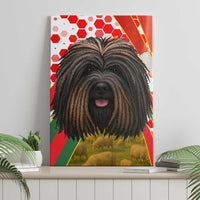 Hungary Canvas Wall Art with Puli Dog Illustration Design and Red Green Hexagon - Wonder Print Shop